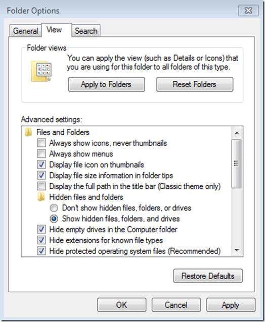 folder options