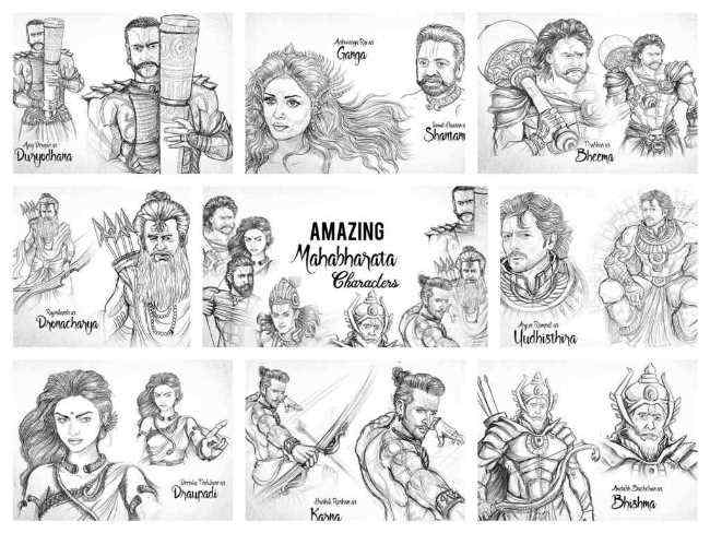 S S Rajamouli Mahabharata Characters Imaginery Sketches